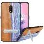 HHDY Compatible with Oneplus 6t Case, Wave Design with Metal Kickstand Anti-Fingerprint Protective Phone Case Cover for Oneplus 7