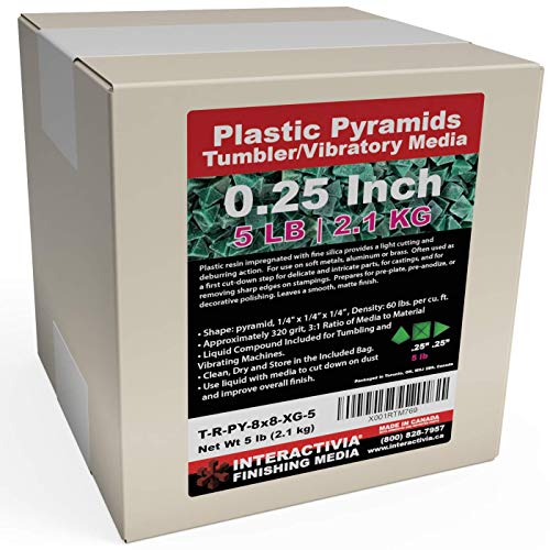 1/4 inch Green Plastic Resin Pyramid (Approx 320 grit) Tumbling Or Vibratory Media 4.7 lbs/2.1 kg | Includes a (Clean, Dry and Store) Bag | for use in Vibrating Tumbler Or Rotating Tumbler