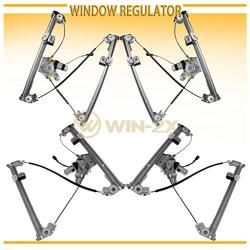 WIN-2X New 4pcs Complete Front+Rear Left+Right Side Power Window Regulators With Motor Assembly Fit 06-08 Lincoln Mark LT 04-08 F150 Crew Cab With 4 Full Size Doors