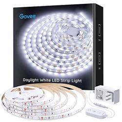 Govee White LED Strip Lights, Upgraded 16.4ft Dimmable LED Light Strip 6500K Bright Daylight White, Strong Adhesive, 300 LEDs Flexible Tape Lights for Mirror, Kitchen Cabinet, Bedroom