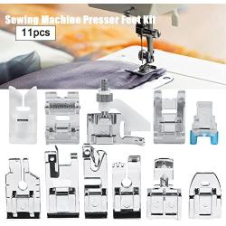 HelloCreate 11pcs/Set Sewing Machine Accessories, Household Sewing Machine Parts Quilting Zipper Walking Foot Presser Feet Kit