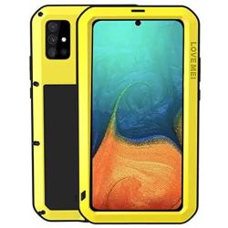 Simicoo Samsung A21 Metal Bumper Military Rugged Case with Screen Protector Silicone Full Body Hybrid Solid Shockproof Heavy Duty Armor Defender Tough Back Cover for Samsung A21 (Yellow, A21)