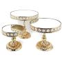 Allgala 3 Piece Set Crystal Gold Plated Cheese Dessert Cupcake Cake Stand with Mirror Plate-Gold Round with Bases-HD89201 Allgala 3 Piece Set Crystal Gold Plated Cheese Dessert Cupcake Cake Stand with Mirror Plate-Gold Round with Bases-HD89201