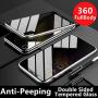 Anti-Spy Anti-Peeping iPhone Xs Max 360° Full Body Case,Clear Double Sided Tempered Glass [Magnetic Adsorption] Metal Bumper Protection Privacy Cover for iPhone Xs MAX (Silver, iPhoneXSMAX)