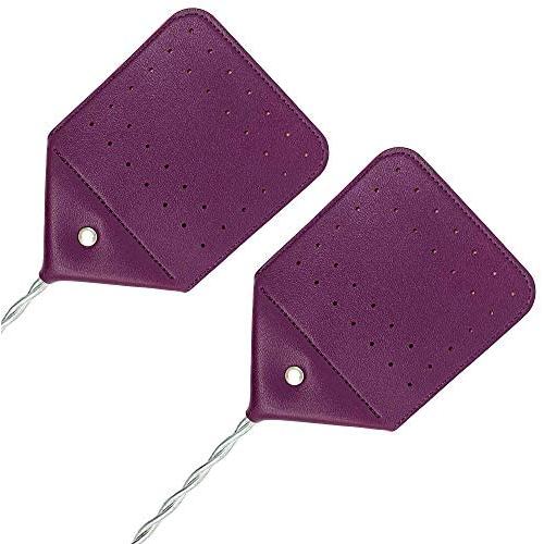 NextClimb Fly Swatters Heavy Duty 21'' - Purple Leather Fly Swatter - Made with Thicker Wire - Best Fly Swatter to get rid of Flies, Bugs, Mosquitos (2-Pack)