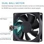 GDSTIME 4500RPM 8cm 80mm x 80mm x 25mm 12v Big Airflow High Speed Dual Ball Bearing Brushless DC Cooling Fan 2 Pin