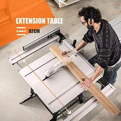 TACKLIFE Table Saw 10 Inch, 15-Amp 24T Blade 4800 RPM 45ºBevel Cutting With Pusher, Extended Desktop, Rip Fence, Miter Gauge, Heavy-Duty Metal Stand - MTS01A