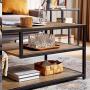 Linsy Home TV Stand, TV Console Table with Storage Shelf, Wood Look and Metal Frame, LS209M1-A