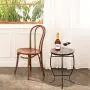 VINGLI Mosaic Outdoor Side Table, 14'' Round End Table, Accent Table, Plant Stand Ideal for Pool Side, Porch, Patio, Deck or Sofa Side, Glass Top Black Iron, Golden Yard