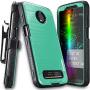COVRWARE Iron Tank Case for Moto Z3 Play/Moto Z3 with Built-in [Screen Protector] Heavy Duty Full-Body Rugged Holster Armor Case [Brushed Metal Texture Design][Belt Swivel Clip][Kickstand], Teal