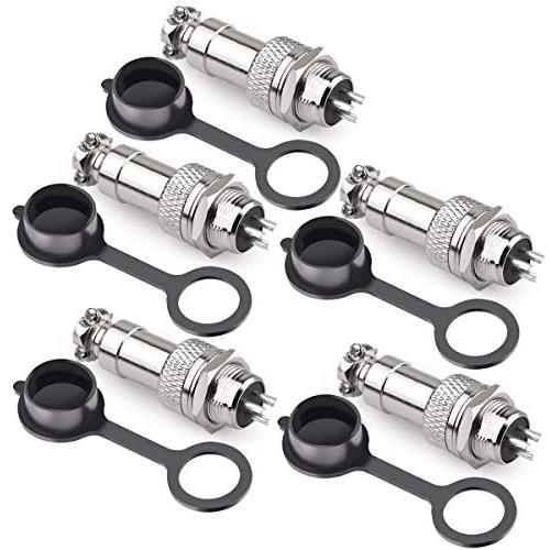 DIYhz GX12 3 Pins Panel Metal Mount Circular Metal Aviation Connector Adapter Male Female Plug Socket with Waterproof Cap (5 Pcs)