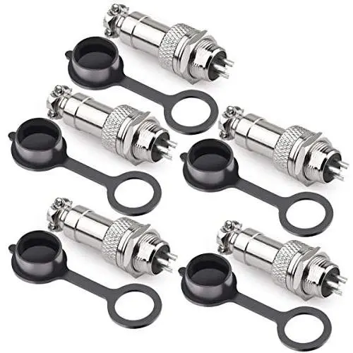 DIYhz GX12 3 Pins Panel Metal Mount Circular Metal Aviation Connector Adapter Male Female Plug Socket with Waterproof Cap (5 Pcs) DIYhz GX12 3 Pins Panel Metal Mount Circular Metal Aviation Connector Adapter Male Female Plug Socket with Waterproof Cap (5 Pcs)