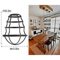 HXMLS Metal Bulb Guard Lamp Cage,Black Industrial Style Light Cage for Pendant String Lights Vintage Lamp Holders Industrial Chandelier Ceiling Fixture Lamp Shade Iron Wire Cage Shape, 4 Pack