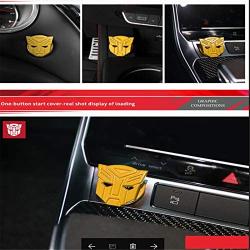 Transformers car one-Button Start Button Protective Cover Interior Modification Ignition Device Switch Metal Decorative Stickers (Autobot-Yellow)