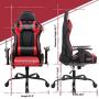 Rimiking Massage Computer Gaming Chair-High Back Bonded Leather Desk Swivel Racing Chair Adjustable Armrest Ergonomic with Soft Headrest&Backrest Red