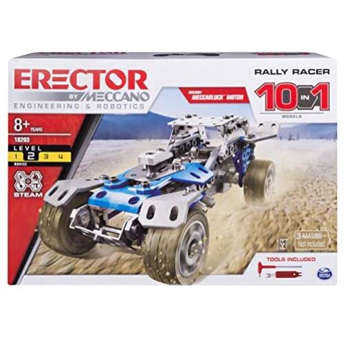 Erector by Meccano Rally Racer 10-in-1 Building Kit, 159 Parts, Stem Engineering Education Toy For Ages 10 & Up