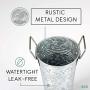 Galvanized Metal Vase 3 Pack - 9 Inch Tall Rustic Farmhouse Bucket Planter Pots for Decor