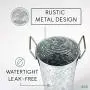 Galvanized Metal Vase 3 Pack - 9 Inch Tall Rustic Farmhouse Bucket Planter Pots for Decor