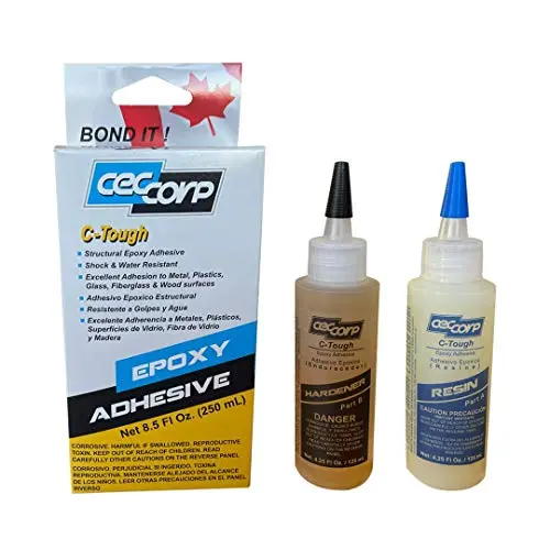 Epoxy Adhesive C-Tough by CECCORP is a 8.5 oz Two Part high Performance Extremely Tough/Flexible epoxy Glue Provides Superb Adhesion to substrates Such as Metals,Glass,Fiberglass,Masonry,Wood,Stones Epoxy Adhesive C-Tough by CECCORP is a 8.5 oz Two Part high Performance Extremely Tough/Flexible epoxy Glue Provides Superb Adhesion to substrates Such as Metals,Glass,Fiberglass,Masonry,Wood,Stones