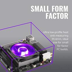 Cooler Master MasterAir G200P RGB Low-Profile CPU Air Cooler, 39.4 mm Ultra-Low-Profile Heatsink, Two C-Shaped Heatpipe, 92mm PWM Fan, RGB Lighting for AMD Ryzen/Intel LGA1151