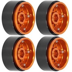 VGEBY 4pcs RC Rims 1.9in, Metal Beadlock Wheel Hub Rim Set Simulation CNC fit for 1/10 RC Car Climbing Car Accessory