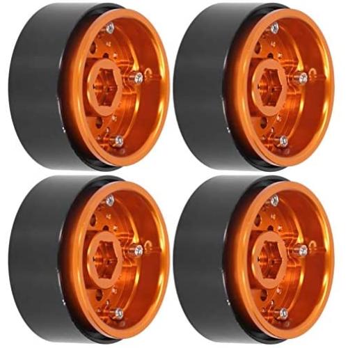 VGEBY 4pcs RC Rims 1.9in, Metal Beadlock Wheel Hub Rim Set Simulation CNC fit for 1/10 RC Car Climbing Car Accessory