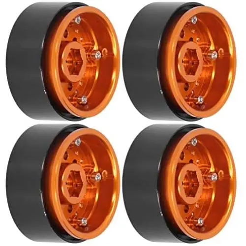 VGEBY 4pcs RC Rims 1.9in, Metal Beadlock Wheel Hub Rim Set Simulation CNC fit for 1/10 RC Car Climbing Car Accessory VGEBY 4pcs RC Rims 1.9in, Metal Beadlock Wheel Hub Rim Set Simulation CNC fit for 1/10 RC Car Climbing Car Accessory