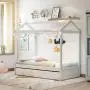 House Bed Daybed Twin Size Bed Frame with Trundle and Roof, Twin Trundle Daybed for Kids, No Box Spring Needed (White (Trundle House Daybed)) House Bed Daybed Twin Size Bed Frame with Trundle and Roof, Twin Trundle Daybed for Kids, No Box Spring Needed (White (Trundle House Daybed))