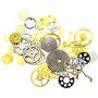 Steampunk Gear Wheel Parts Nail Art Glitter Gold