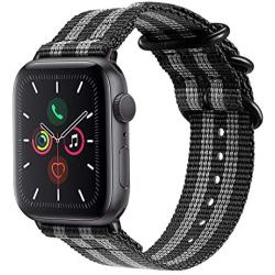 Fintie Band Compatible with Apple Watch 44mm 42mm Series 6/5/4/3/2/1 iWatch SE, Lightweight Breathable Woven Nylon Sport Wrist Strap with Metal Buckle Compatible All Versions 44mm 42mm Apple Watch