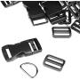 BTNOW Plastic Side Release Buckles 15 Pieces 1 Inch Flat Shape Brand 15 Pieces Tri-Glide Slides for 1 Inch Webbing Strap