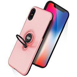 DESOF iPhone X Case, iPhone 10 Case with Ring Holder Kickstand, 360°Adjustable Ring Grip Stand Work with Magnetic Car Mount Anti-Fingerprint Slim Cover for Apple iPhone X (2017) 5.8 inch - Pink