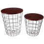 Lavish Home Nesting End Tables with Storage (Cherry)