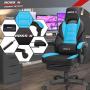 BOSSIN Racing Style Gaming Chair Office Computer Desk Chair with Footrest and Headrest, Ergonomic Design, Large Size High-Back E-Sports Chair, PU Leather Swivel Chair Sillas Gaming (Tiffany Blue)