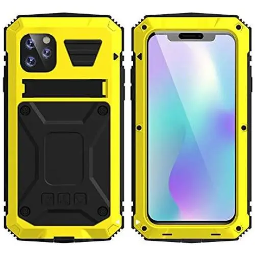 HATA iPhone 11 Metal Military Heavy Duty case, iPhone 11 Rugged Drop Tested Case with Built-in Screen Protector Kickstand Sturdy Full Body Cover (Yellow, iPhone 11) HATA iPhone 11 Metal Military Heavy Duty case, iPhone 11 Rugged Drop Tested Case with Built-in Screen Protector Kickstand Sturdy Full Body Cover (Yellow, iPhone 11)