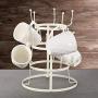 DII 5464 3 Tier Countertop or Pantry Vintage Metal Wire Tree Stand for Coffee, Glasses, and Cups, 15 Mug Capacity, Antique, 9.5''D x 12.8''H, Distressed White