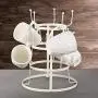 DII 5464 3 Tier Countertop or Pantry Vintage Metal Wire Tree Stand for Coffee, Glasses, and Cups, 15 Mug Capacity, Antique, 9.5''D x 12.8''H, Distressed White