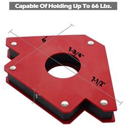 Drixet Arrow Shape Heavy Duty Steel Magnetic Welding Setup Holder for Multiple Angles Red Painted with a Grip Hole (Holds Up to 66 Lbs.)