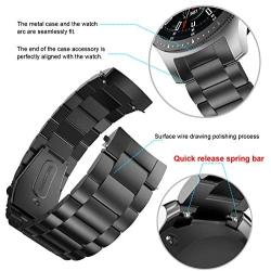 BaiHui Compatible with Galaxy Watch Bands 46mm/Gear S3 Bands Classic/Frontier Metal Link Band - Black