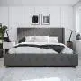 CosmoLiving Mercer Upholstered Bed - King - Grey Linen CosmoLiving Mercer Upholstered Bed - King - Grey Linen