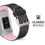 SKYLET Bands Compatible with Fitbit Ionic, Soft Silicone Breathable Replacement Wristband Compatible with Fitbit Ionic Smart Watch with Buckle (Black-Pink, Small)