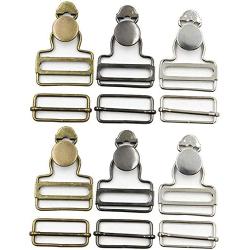 6 Sets Overall Buckles Metal Suspender Replacement Buckles with Rectangle Buckle Slider and No-Sew Buttons for Overalls Bib Pants Trousers Jeans (38 MM)