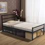KINGSO Twin Bed Frames with Headboard, 14 Inch Metal Platform Bed Frame with Storage, Heavy Duty Steel Slat and Anti-Slip Support, Easy Quick Lock Assembly, No Box Spring Needed - Twin