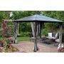 Kozyard 10ftx12ft Polycarbonate Top Aluminum Permanent Gazebo with a Mosquito Net and Privacy Curtain (Edward 10ftx12ft)