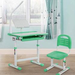 Mecor Kids Desk and Chair Set, Height Adjustable Childrens Sturdy Table, Student School Desks,Pencil Case,Bookstand (Green)