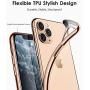 DTTO Compatible with iPhone 11 Pro Max Case, Slim Fit Clear Soft TPU Cover Case with Metal Luster Edge for 2019 iPhone 6.5 Inch, Gold