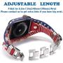 Wetheband American Flag Band Compatible for Apple Watch 42mm 44mm, Us Flag Genuine Leather Bands with Stainless Steel Metal Clasps, Replacement Handmade Strap for iWatch Series 5/4/3/2/1