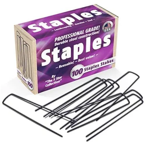 100 6-Inch Garden Landscape Staples Stakes Pins - USA Strong Pro Quality Built to Last. Weed Barrier Fabric, Ground Cover, Soaker Hose, Lawn Drippers, Irrigation Tubing, Wireless Invisible Dog Fence…