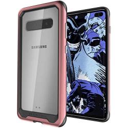 Ghostek Atomic Slim Galaxy S10 Plus Clear Case with Super Space Metal Bumper Design Tough Shockproof Heavy Duty Protection and Wireless Charging Compatible for 2019 Galaxy S10+ (6.4 Inch) - (Pink)