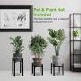 Goombi Adjustable Mid Century Plant Stand Indoor - Black Metal Planter Fits Medium & Large Pots Sizes 8 9 10 11 12 inches (Not Included) (Adjustable Width: 8-12'' x 11'' Tall)